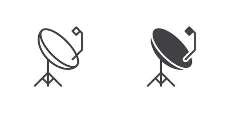 Satellite dish icon, line and glyph versionのイラスト素材