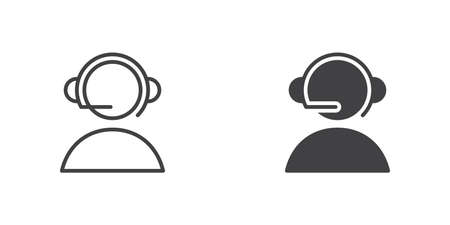 Call center icon, line and glyph versionのイラスト素材