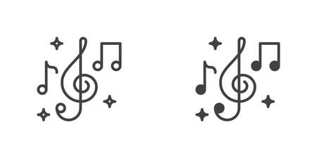 Musical notes icon, line and glyph versionのイラスト素材