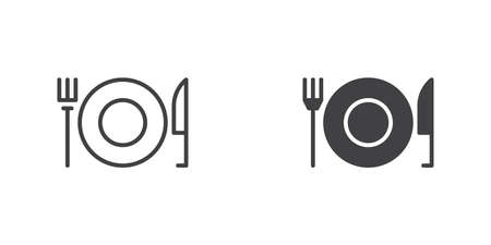 Plate, knife and fork iconのイラスト素材