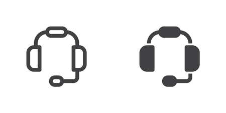Headset icon, line and glyph versionのイラスト素材