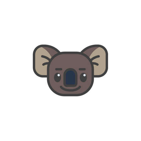 Cartoon koala face filled outline iconのイラスト素材