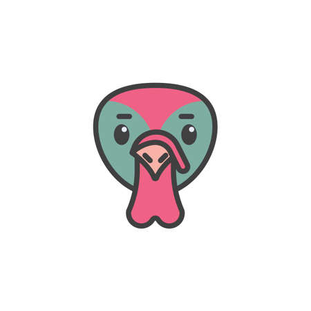Turkey cartoon face filled outline iconのイラスト素材