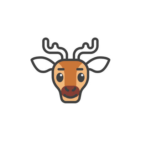 Cartoon deer face filled outline iconのイラスト素材