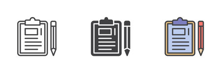 Paper clipboard and pencil iconのイラスト素材