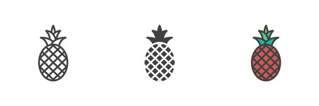 Pineapple with leaf different style icon setのイラスト素材