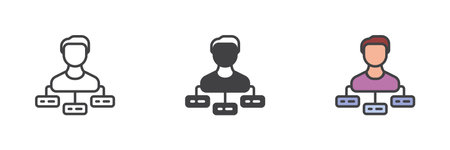 Organizational chart different style icon set