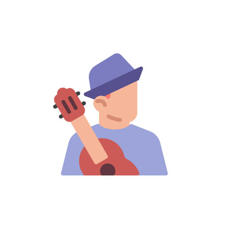 Man with guitar flat iconのイラスト素材