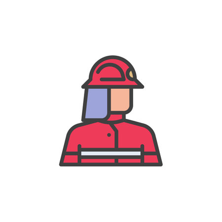 Fireman avatar filled outline iconのイラスト素材