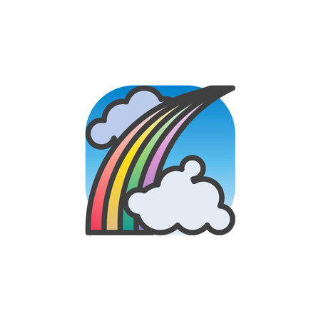 Rainbow and clouds filled outline iconのイラスト素材