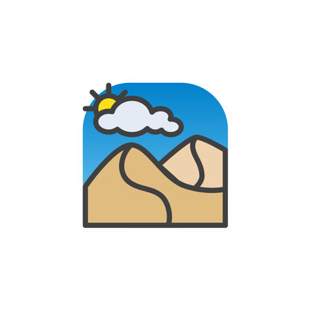 Desert sand dunes filled outline iconのイラスト素材