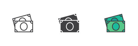 Paper money bill different style icon setのイラスト素材
