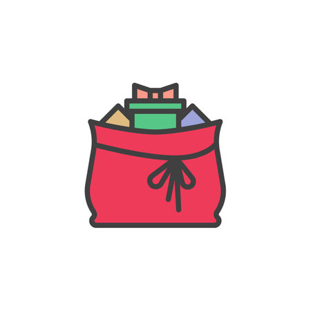 Christmas gift bag filled outline iconのイラスト素材