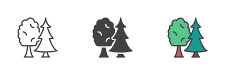 Forest trees different style icon setのイラスト素材