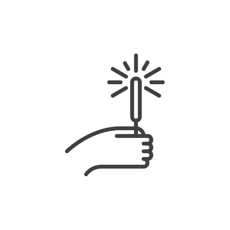 Hand with sparkler line iconのイラスト素材