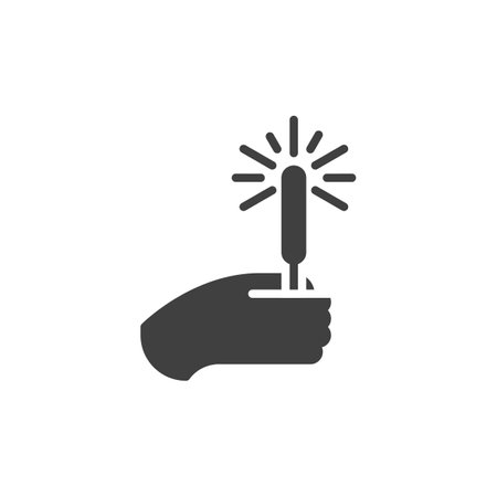 Hand with sparkler vector iconのイラスト素材