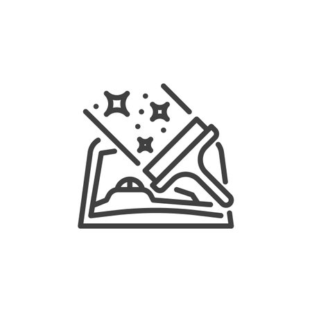 Car windshield cleaning line iconのイラスト素材