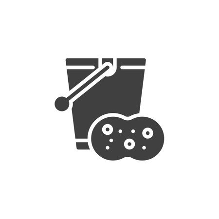 Bucket and sponge vector iconのイラスト素材
