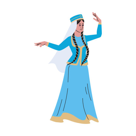 Azerbaijani woman in traditional dress vector illustrationのイラスト素材