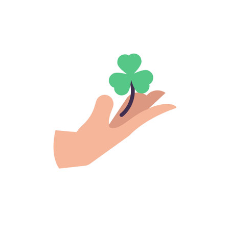 Hand with clover flat iconのイラスト素材