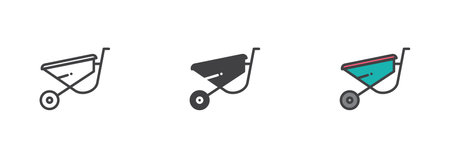 Wheelbarrow different style icon setのイラスト素材