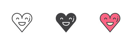Smiling heart emoji different style icon setのイラスト素材