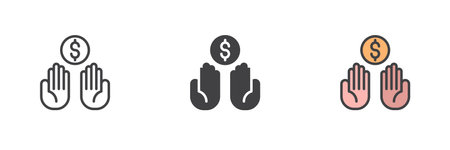 Hands money donation different style icon setのイラスト素材