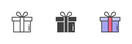 Gift box different style icon setのイラスト素材