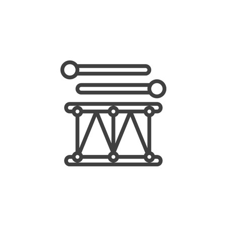 Drum and drumstick line iconのイラスト素材