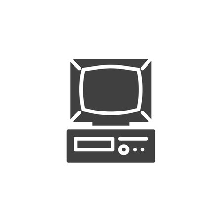 Retro desktop computer vector iconのイラスト素材