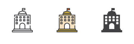 University building different style icon setのイラスト素材