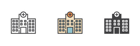 Hospital building different style icon setのイラスト素材