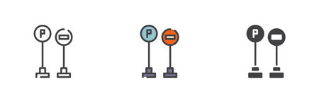 Parking traffic sign different style icon setのイラスト素材