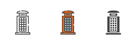 Telephone booth different style icon setのイラスト素材