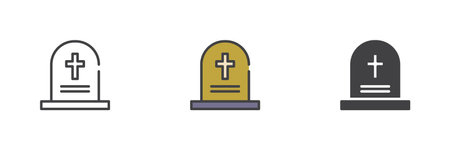 Memorial Tombstone different style icon setのイラスト素材