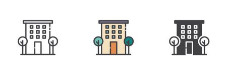 ing and trees different style icon setのイラスト素材