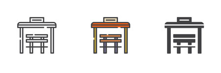 Bus stop different style icon setのイラスト素材