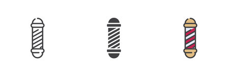 Barber pole different style icon setのイラスト素材