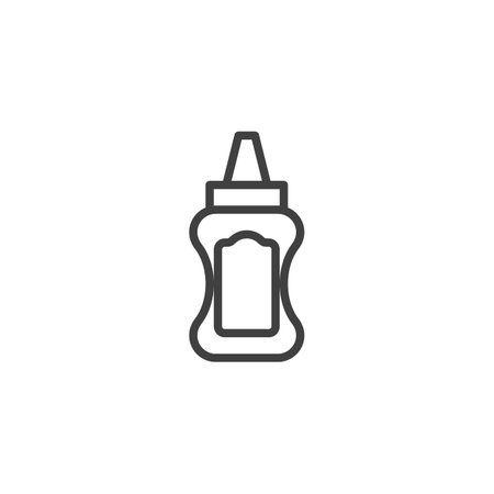 Ketchup bottle line iconのイラスト素材
