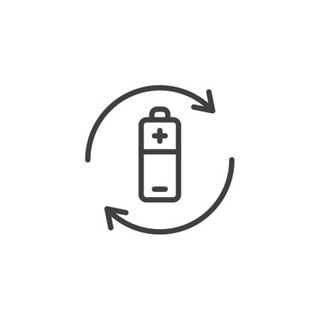 Battery waste line iconのイラスト素材