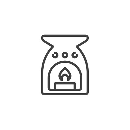 Spa lamp with candle line iconのイラスト素材