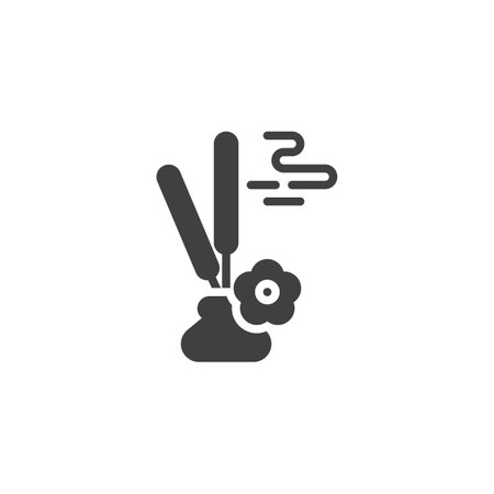 Incense sticks and flower vector iconのイラスト素材