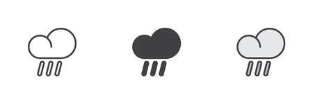 Cloud and rain different style icon setのイラスト素材