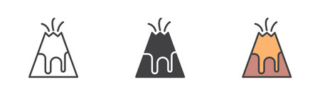 Volcano eruption different style icon setのイラスト素材