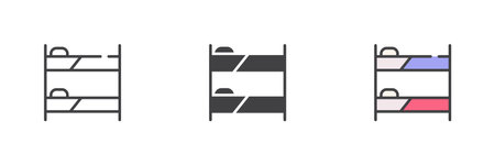 Bunk bed different style icon set