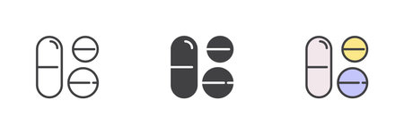 Medical pills different style icon setのイラスト素材