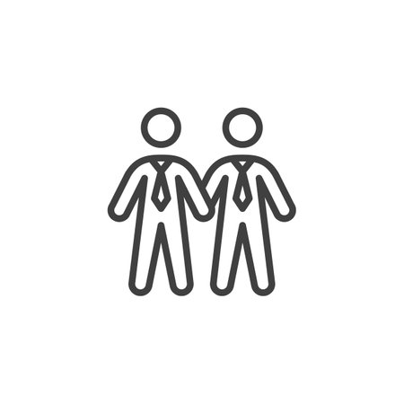 Two man together line iconのイラスト素材