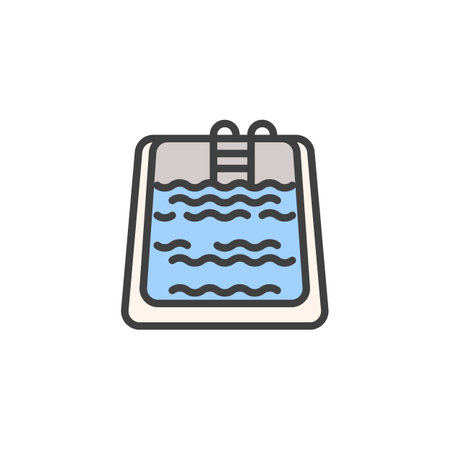 Swimming pool filled outline iconのイラスト素材