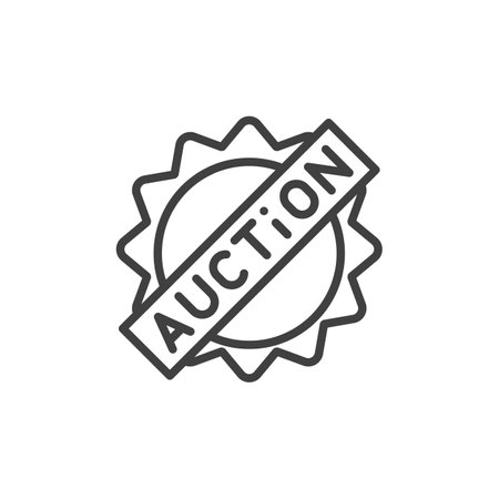 Auction label line iconのイラスト素材