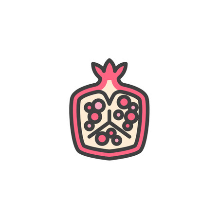 Pomegranate fruit filled outline iconのイラスト素材
